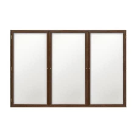 United Visual Products 72"x48" 3-Door Wet/Dry Erase, Black Porcelain/Cherry Frame UV856D-CHERRY-BLKPORC